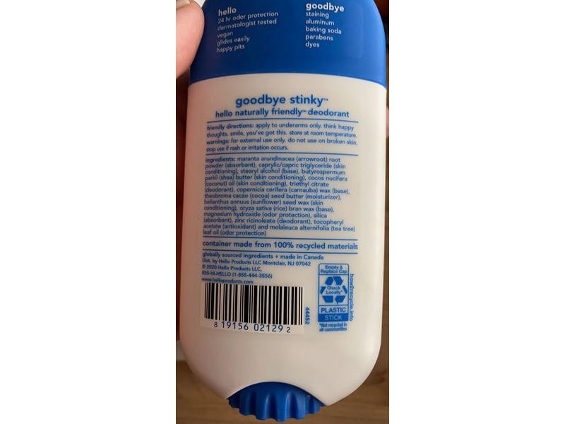 Hello Deodorant, Shea Butter,2.6 oz/73 g