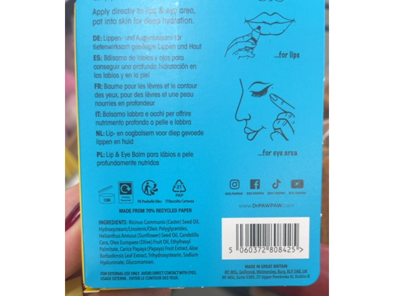 Dr. Pawpaw Lip & Eye Balm, 0.27 fl oz/8 mL