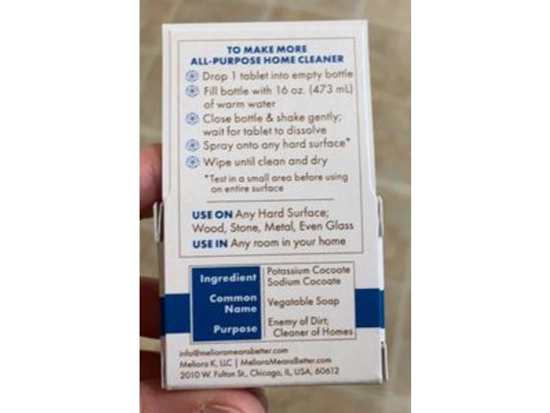 Meliora Cleaning Products All-Purpose Home Cleaner Refill Tabs, Unscented, 0.7 oz/20 g, 3 Count