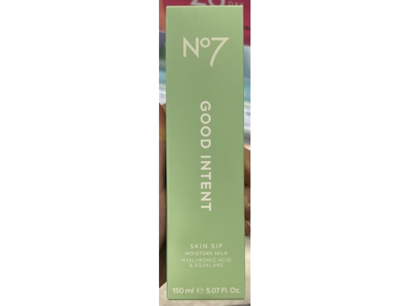 No7 Good Intent Skin Sip Moisture Milk, Hyaluronic Acid & Squalene, 5.07 fl oz/150 mL