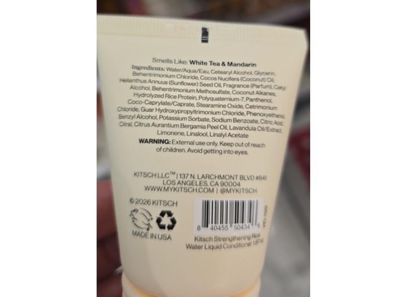 kitsch Strengthening Rice Water Protein Conditioner, 1.87 fl oz/55 mL