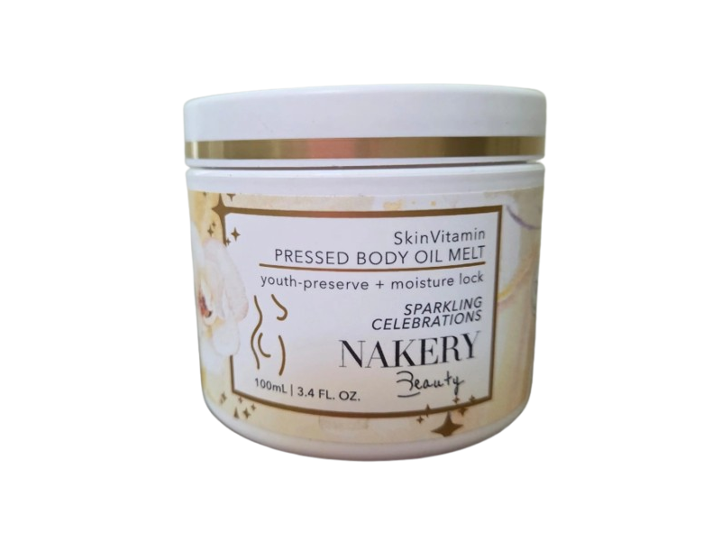 Nakery Beauty SkinVitamin Pressed Body Oil Melt, Sparkling Celebrations, 3.4 fl oz/100 mL