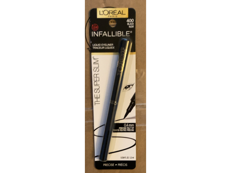 L'Oreal Paris Infallible The Super Slim Liquid Eyeliner, 400 Black Noir, 0.034 fl oz/10 mL