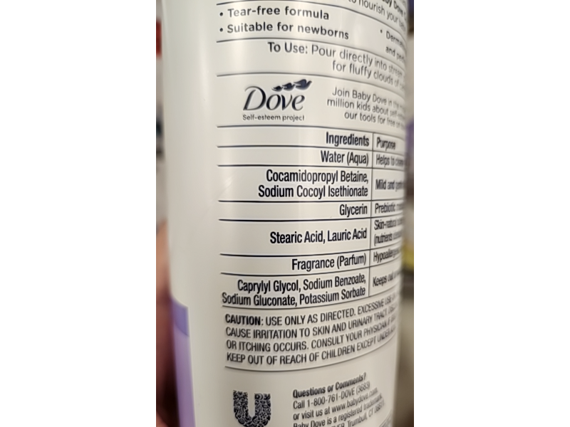 Baby Dove Calming Moisture Ultra-Gentle Bubble Bath, 16 fl oz/475 mL