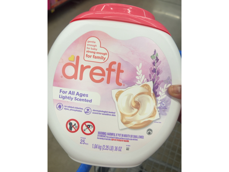 Dreft Laundry Detergent Pacs, Lightly Scented Lavender, 36 oz/1.04 kg, 25 Pacs