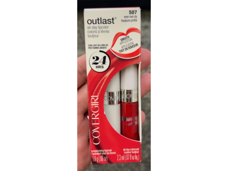 CoverGirl Outlast All-Day Lip Color + Top Coat, 507 Ever Red-Dy