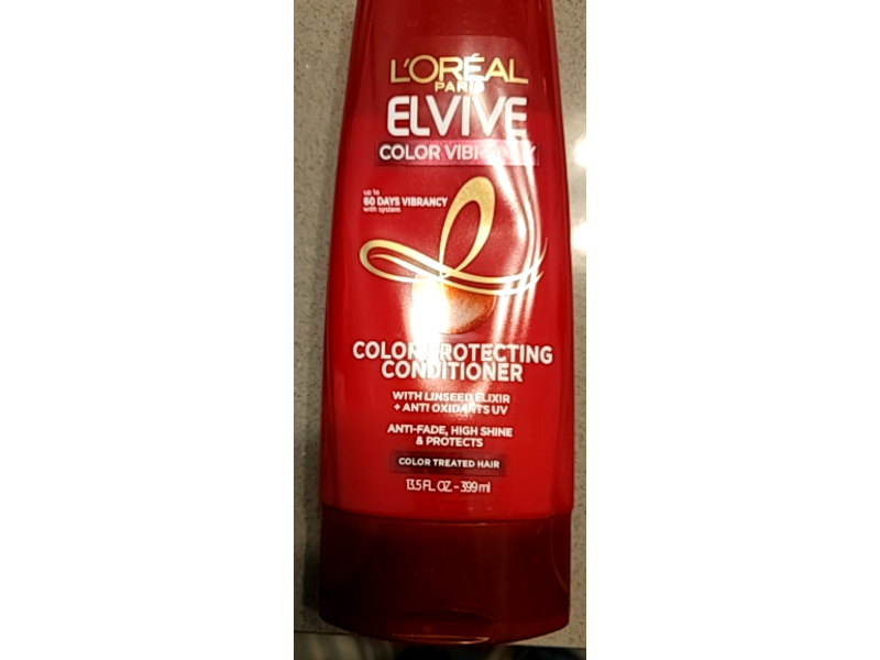 L'Oreal Paris Elvive Color Protecting Conditioner, Linseed Elixir + Anti Oxidants Uv, 13.5 fl oz/399 mL