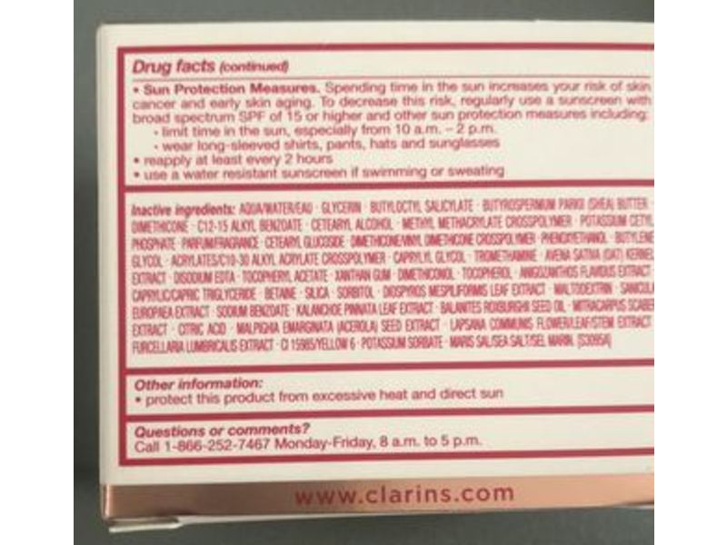 Clarins Paris Extra-Firming Jour Wrinkle Control, Firming Day Cream, SPF 15, 1.7 oz/50 mL