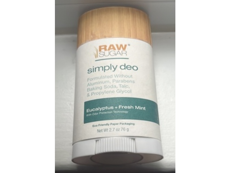 Raw Sugar Simply Deodorant, Eucalyptus + Fresh Mint, 2.7 oz/76 g