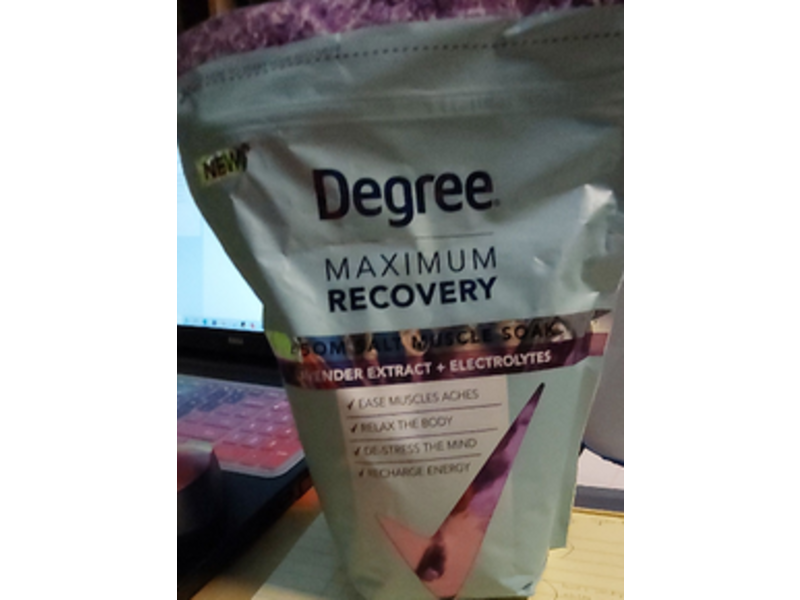 Degree Maximum Recovery Epsom Salt Muscle Soak, Lavender Extract + Electrolytes, 1 kg