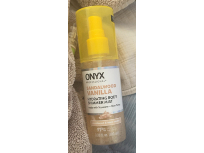 Onyx Professional Hydrating Body Shimmer Mist, Sandalwood Vanilla, 3.38 fl oz/100 mL