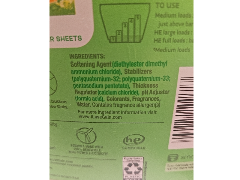 Gain Ultra Fabric Softener, Original, 190 Loads, 140 fl oz/4.16 L