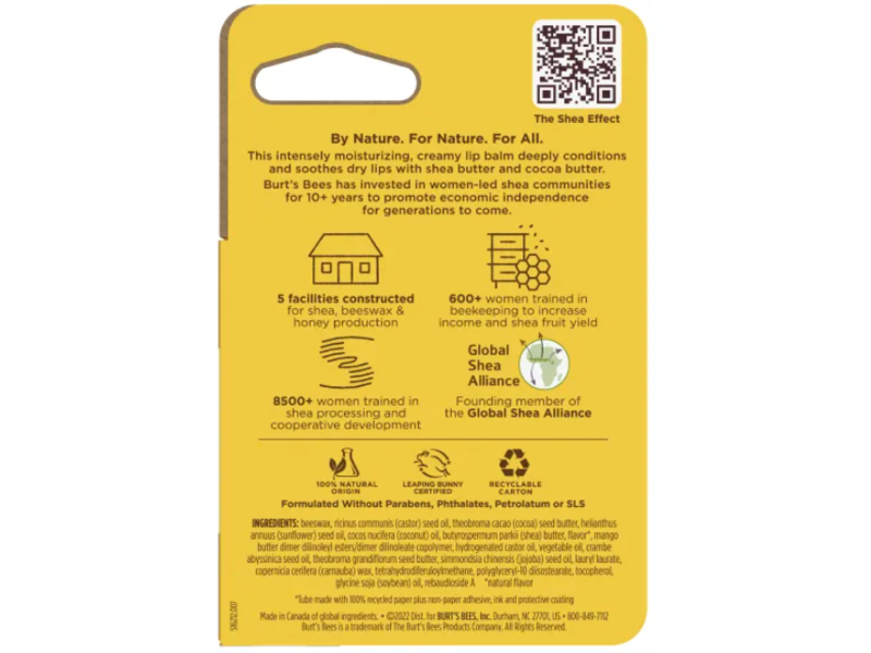Burt's Bees Shea + Cocoa Butter Moisturizing Lip Balm, 0.34 oz/9.63 g