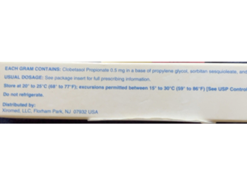 Clobetasol Propionate Ointment 0.05%, 30 g, Xiromed (Rx)