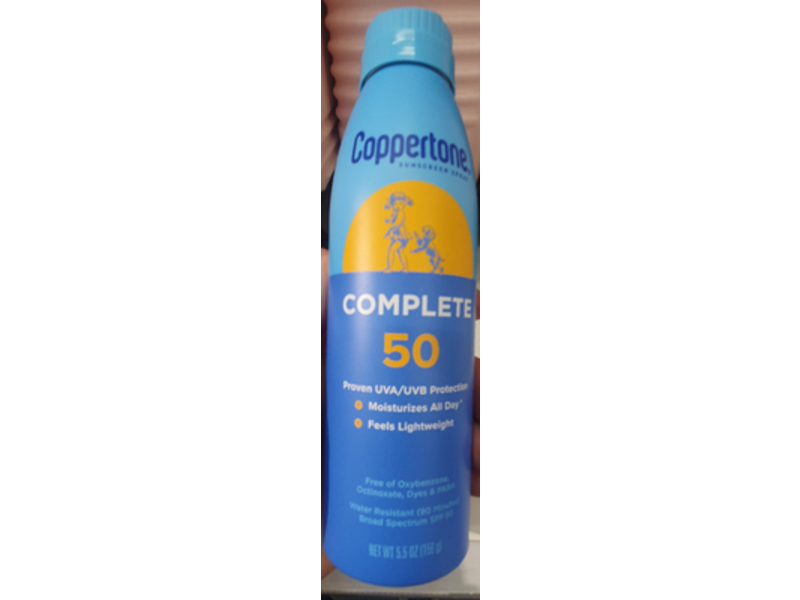 Coppertone Complete Sunscreen Spray, SPF 50, 5.5 oz/156 g