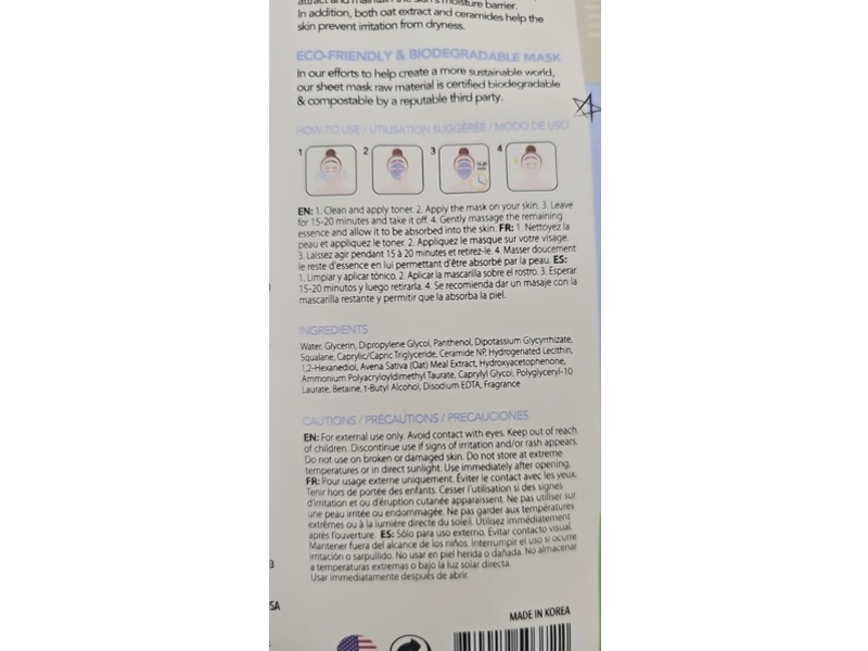 SoloVegan Way To Go H20 Facial Sheet Mask, 0.75 fl oz/22 mL, 5 Count