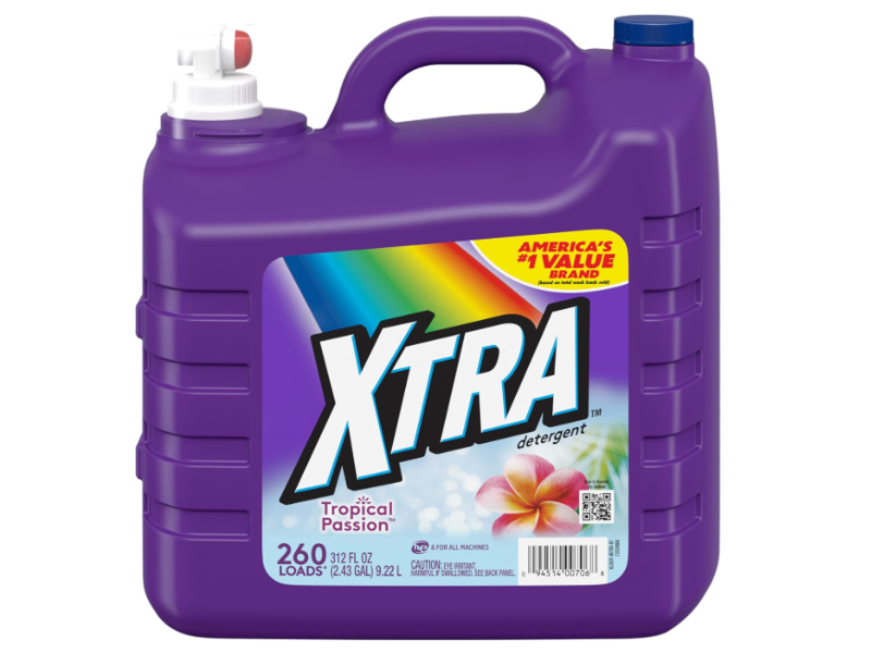 Xtra Liquid Laundry Detergent, Tropical Passion, 260 Loads, 312 fl oz /9.22 L
