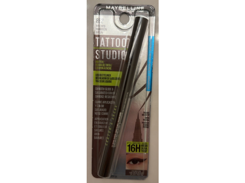 Maybelline New York Tattoo Studio Ink Pen Liquid Eyeliner, Brown, 0.03 fl oz