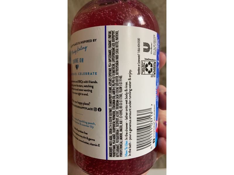 Find Your Happy Place Festivals & Fireworks Bubble Bath And Shower Gel, Peach & Summer Lily, 12 fl oz