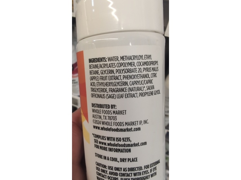 365 Whole Foods Market Mousse, Medium Hold, Apple Fruit Extract+Sage Leaf Extract, 7 fl oz/207 mL