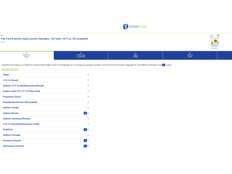 Tide Free & Gentle Liquid Laundry Detergent, 100 Loads, 146 fl oz/4.31 L