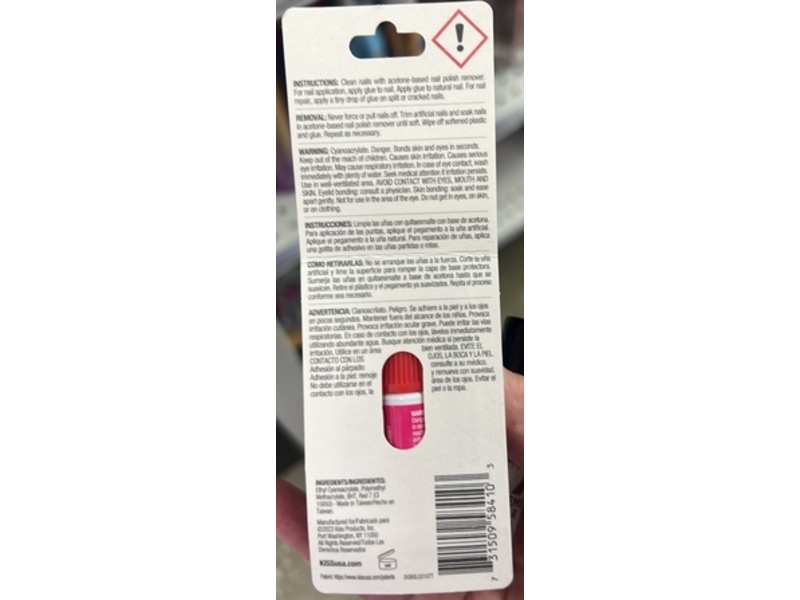 Kiss Mega Hold Nail Glue, Pink, 0.1 oz/3 g