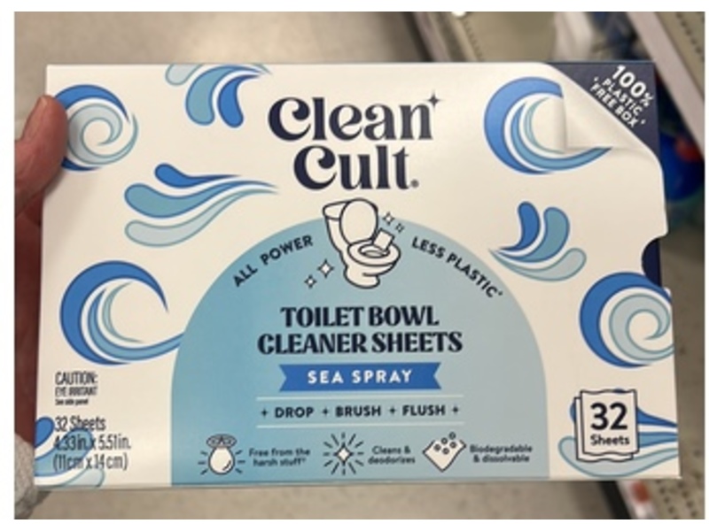 Clean Cult Toilet Bowl Cleaner Sheets, Sea Spray, 32 Count
