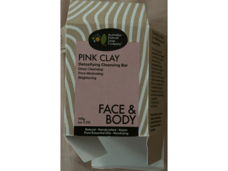Australian Natural Soap Company Pink Clay Detoxifying Cleansing Bar, 3.53 oz/100 g