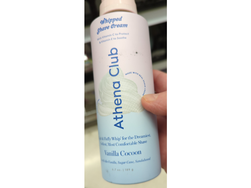 Athena Club Whipped Shave Cream, Vanilla Cocoon, 6.7 oz/189 g