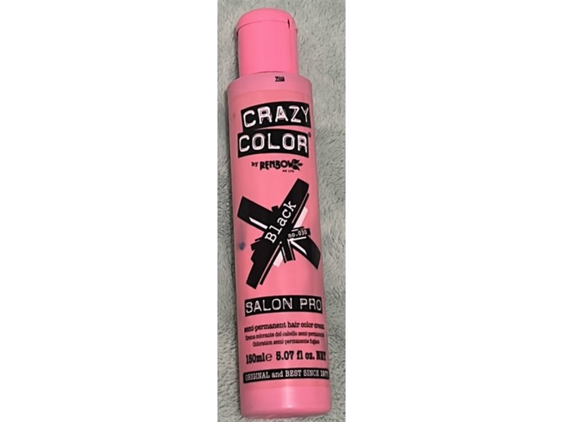 Crazy Color Salon Pro Semi-Permanent Hair Color Cream, Black, 5.07 fl oz/150 mL