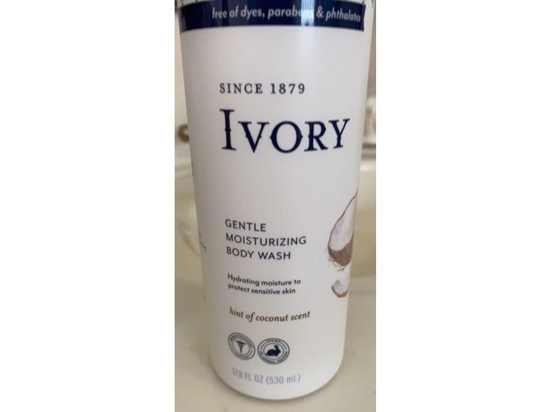 Ivory Gentle Moisturizing Body Wash, Hint Of Coconut Scent, 17.9 fl oz/530 mL