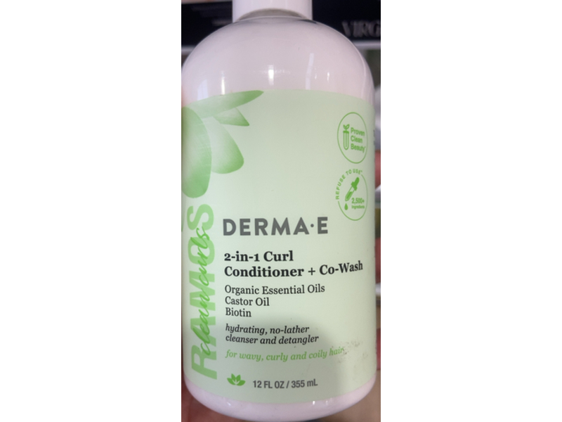 Derma.E Ramos Clean 2 In 1 Curl Conditioner + Co-Wash, 12 fl oz/355 mL