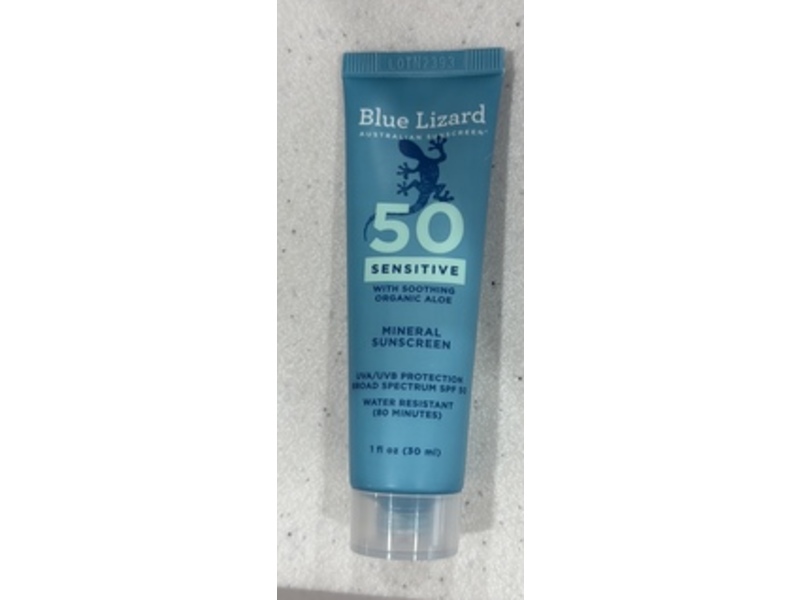 Blue Lizard Sensitive Mineral Sunscreen, SPF 50, 1 fl oz/30 mL, Pack Of 24