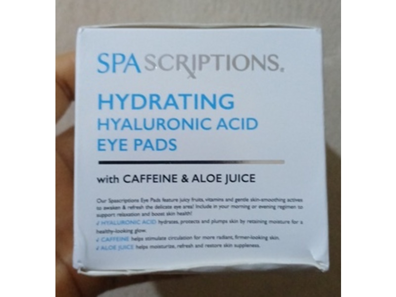 SpaScriptions Hydrating Eye Pads, Hyaluronic Acid + Caffeine + Aloe Juice, 60 Count