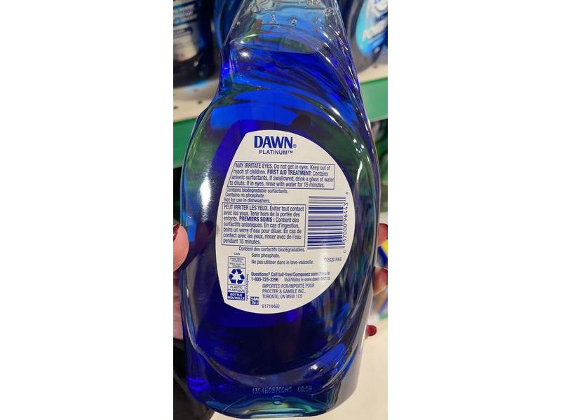 Dawn Ultra Platinum Dishwashing Liquid, Refreshing Rain, 709 mL