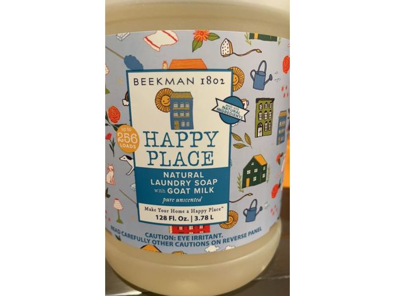 Beekman 1802 Happy Place Natural Laundry Soap, Goat Milk, Pure Unscented, 128 fl oz/3.78 L