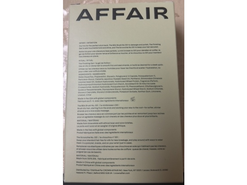 Crown Affair The Slick Back Ritual Trio, Finishing Gel + Mini Brush + Scrunchie, 0.5 fl oz/15 mL