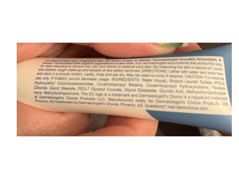 Dermatologist’s Choice pH Balanced Cleanser, Glycolic Acid (AHA), 0.5 oz/15 mL