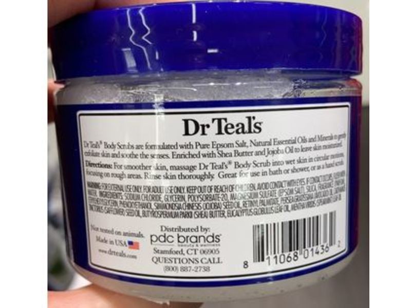 Dr Teal's Epsom Salt Exfoliate & Renew Body Scrub, Eucalyptus & Spearmint, 16 oz/454 g