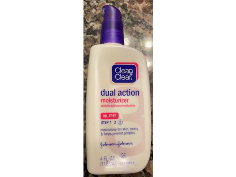 Clean & Clear Dual Action Moisturizer, Oil Free, 4 fl oz/118 mL