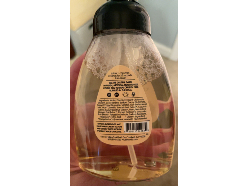 Tubby Todd Bath Co. Hand Soap, Sweet Peach + Green Tea, 8.4 fl oz/248 mL