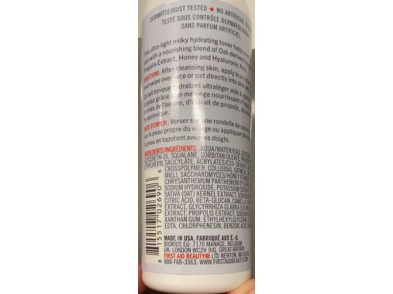 First Aid Beauty Ultra Repair Wild Oat Hydrating Toner, 3.4 fl oz/100 mL