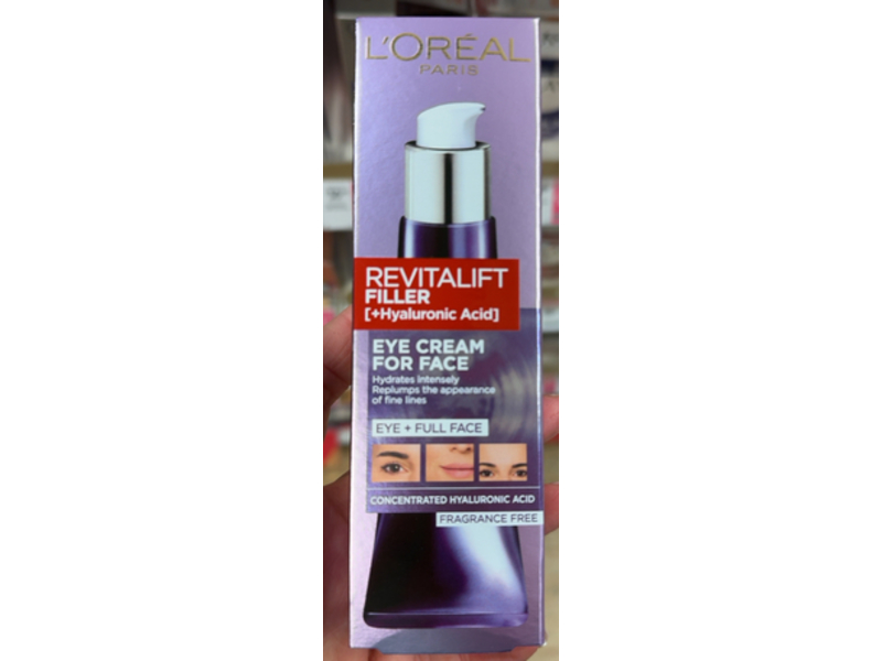 L'Oreal Paris Revitalift Filler Eye Cream, Hyaluronic Acid, 1 fl oz/30 mL