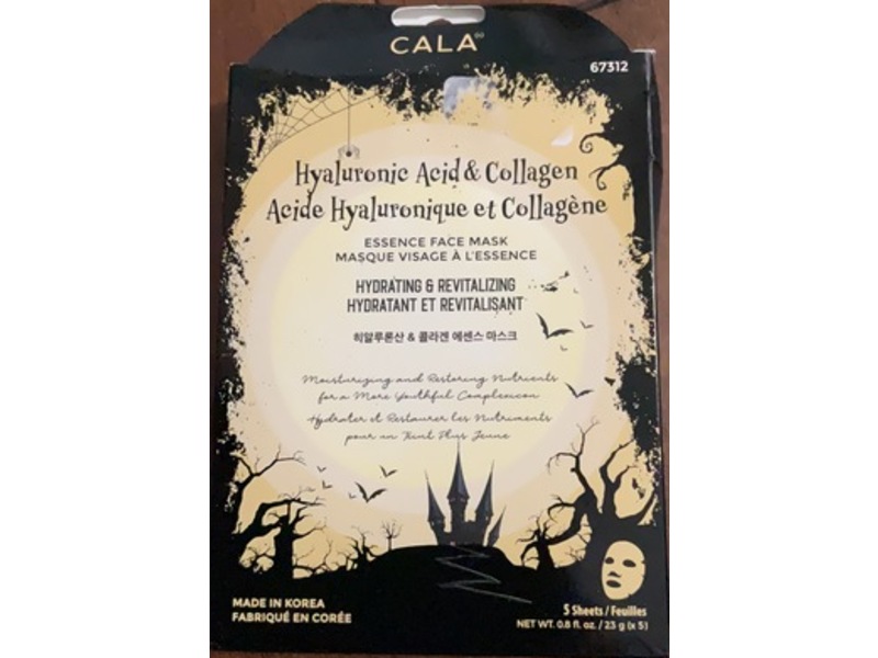 Cala Hydrating & Revitalizing Essence Face Masks, Hyaluronic Acid & Collagen, 0.8 fl oz/23 g, 5 Count