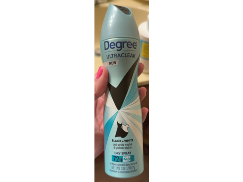 Degree Ultraclear Antiperspirant Deodorant Dry Spray, Black+White Pure Rain, 3.8 oz/107 g