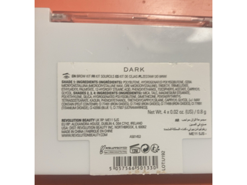 Revolution Brows Palette, Dark, 0.02 oz/0.8 g