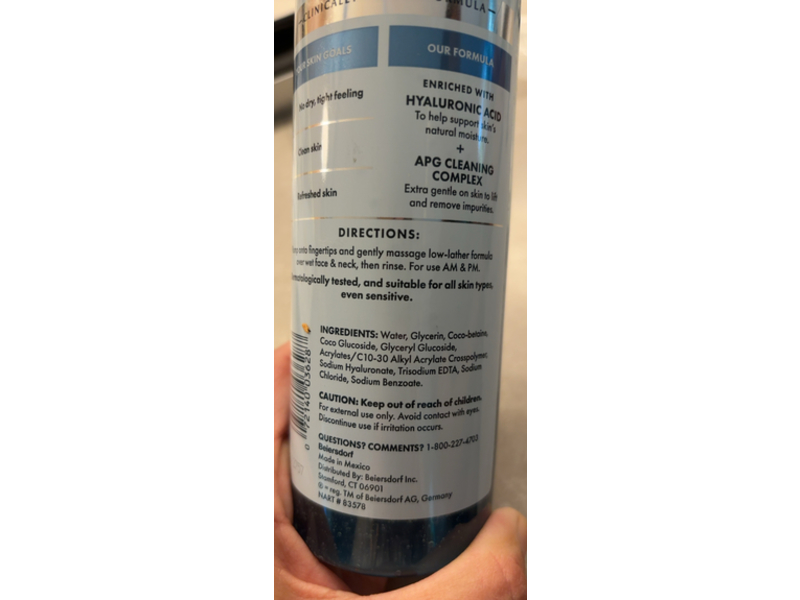 Eucerin Face Gentle Hydrating Cleansing Gel, + Hyaluronic Acid, 13.4 fl oz/400 mL