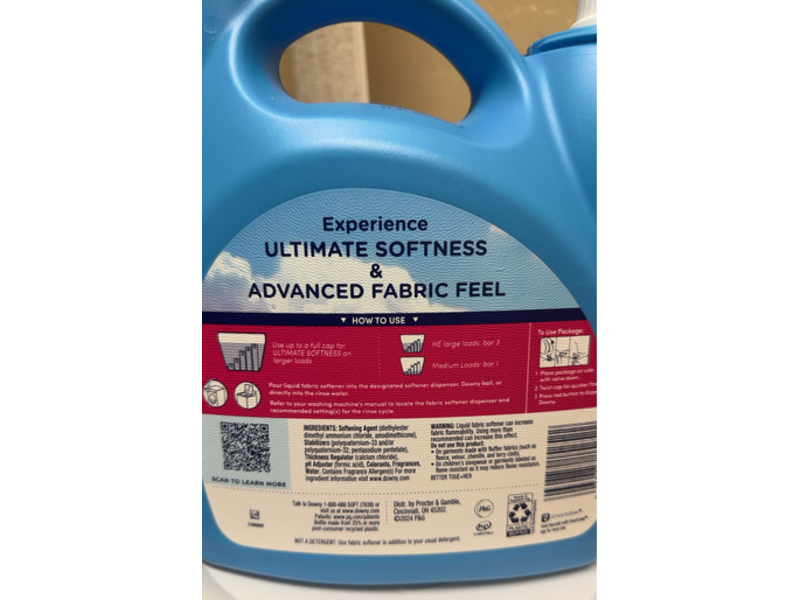 Downy Ultimate Soft Fabric Softener, April Fresh Scent, 192 Loads, 130 fl oz/3.85 L