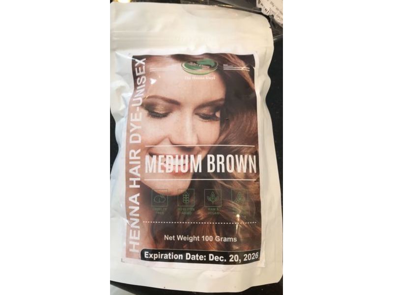 Henna Hair Dye Unisex, Medium Brown, 100 g