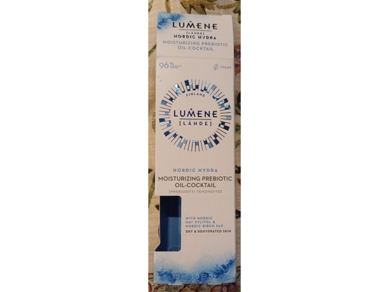 Lumene Nordic Hydra Moisturizing Prebiotic Oil, Nordic Oat Xylitol & Nordic Birch Sap, 1 fl oz/30 mL